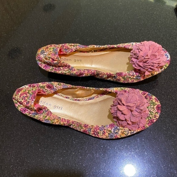 Madden Girl Pink Floral open toe ballet flats, size 8.5 - Picture 6 of 10